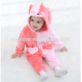 Suave bebé franela mameluco Animal Onesie Trajes de pijamas Traje, ropa de dormir, lindo paño rosa, bebé con capucha toalla